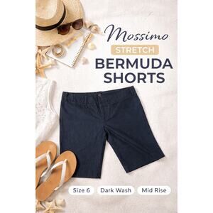 Mossimo Stretch Bermuda Shorts Size 6 Dark Wash Denim Look Mid Rise